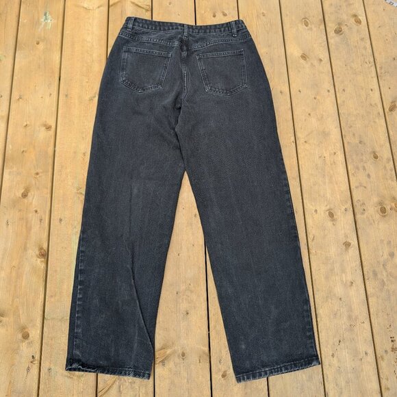 Y2K Aesthetic Black Denim Wide Leg Jeans with White Dragon Graphic Print - Picture 7 of 7